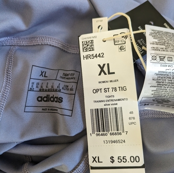 ADIDAS Optime Training Leggings, 7/8 Length, Silver Violet, NWT! XL - Picture 4 of 10